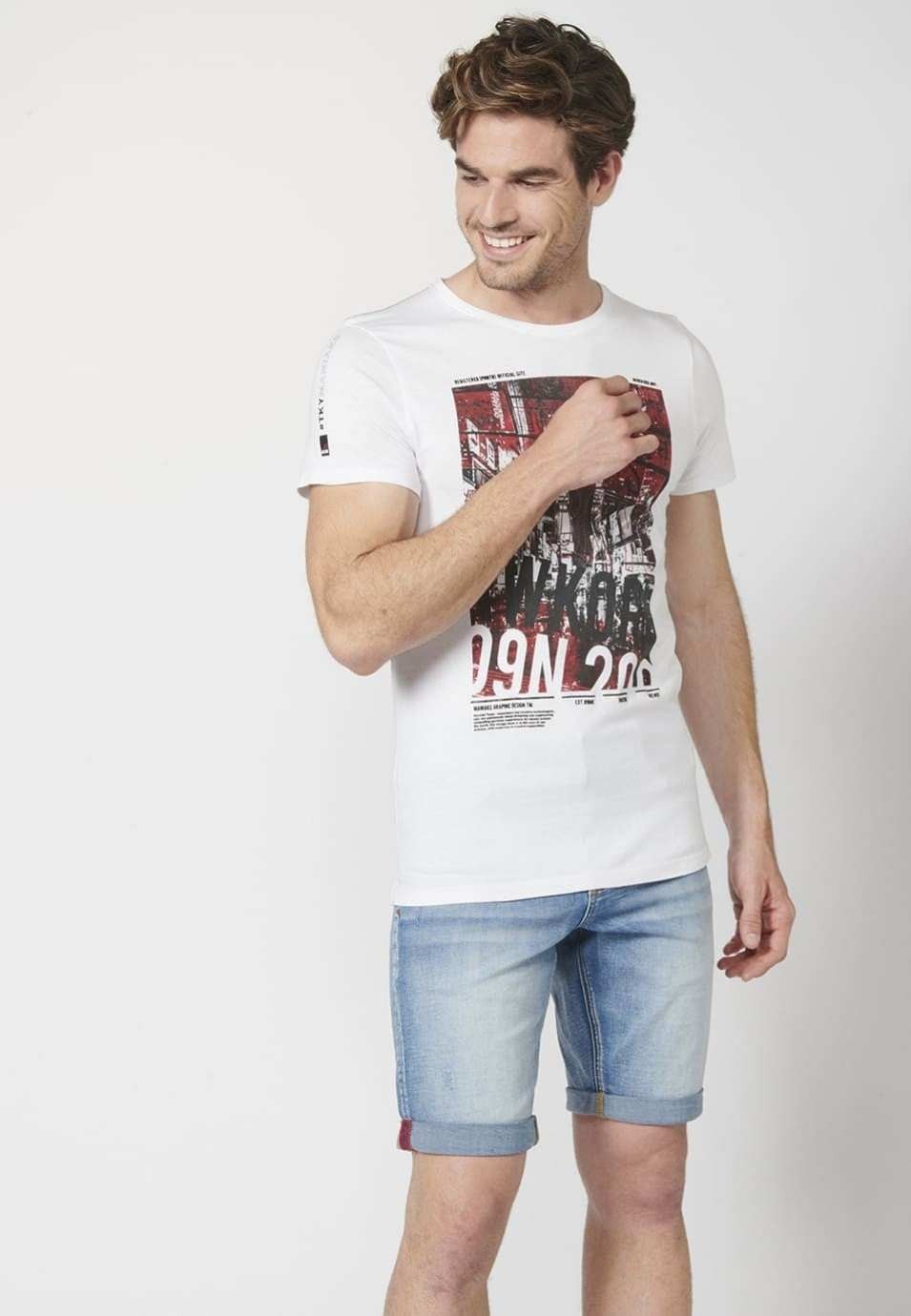 Camiseta manga corta con estampado delantero 100% algodón | Estilo versátil 4
