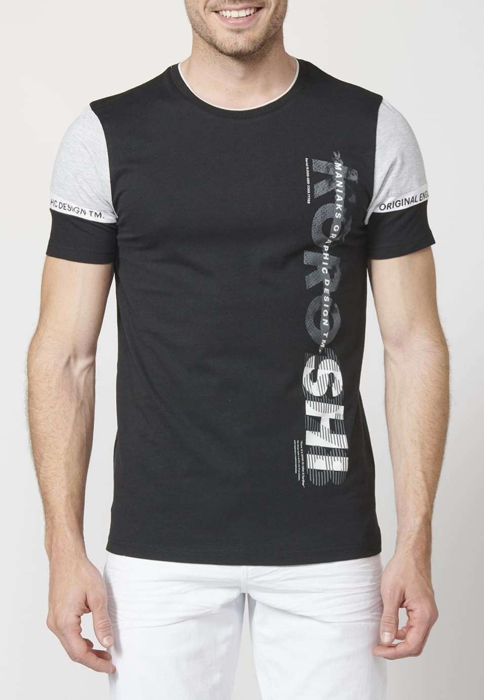 Camiseta manga corta con combinación de color 100% algodón para Hombre 1