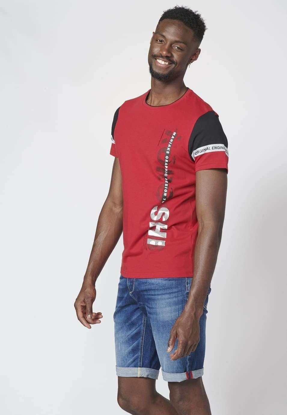 Camiseta manga corta con combinación de color 100% algodón para Hombre