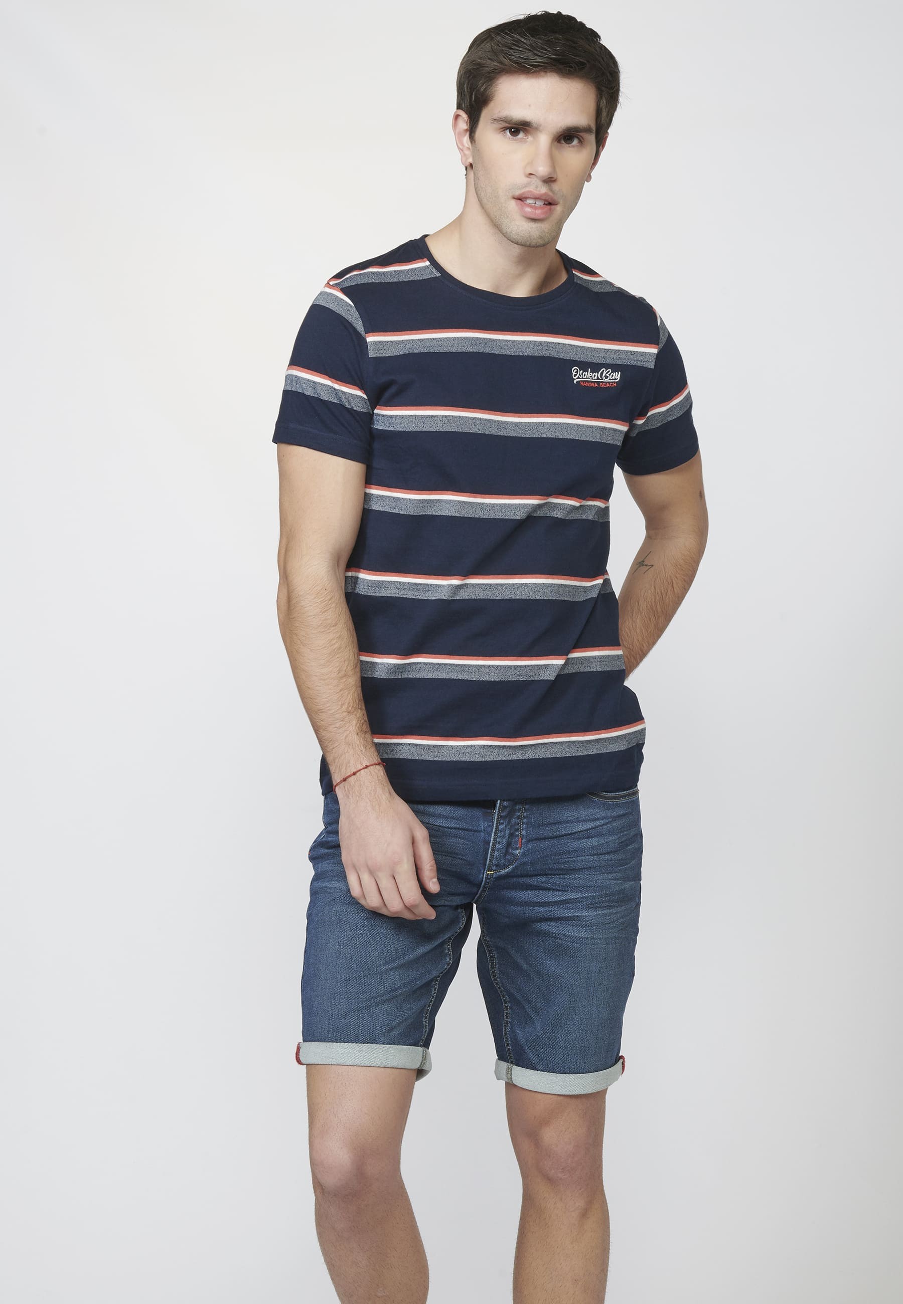 Camiseta manga corta a rayas para Hombre