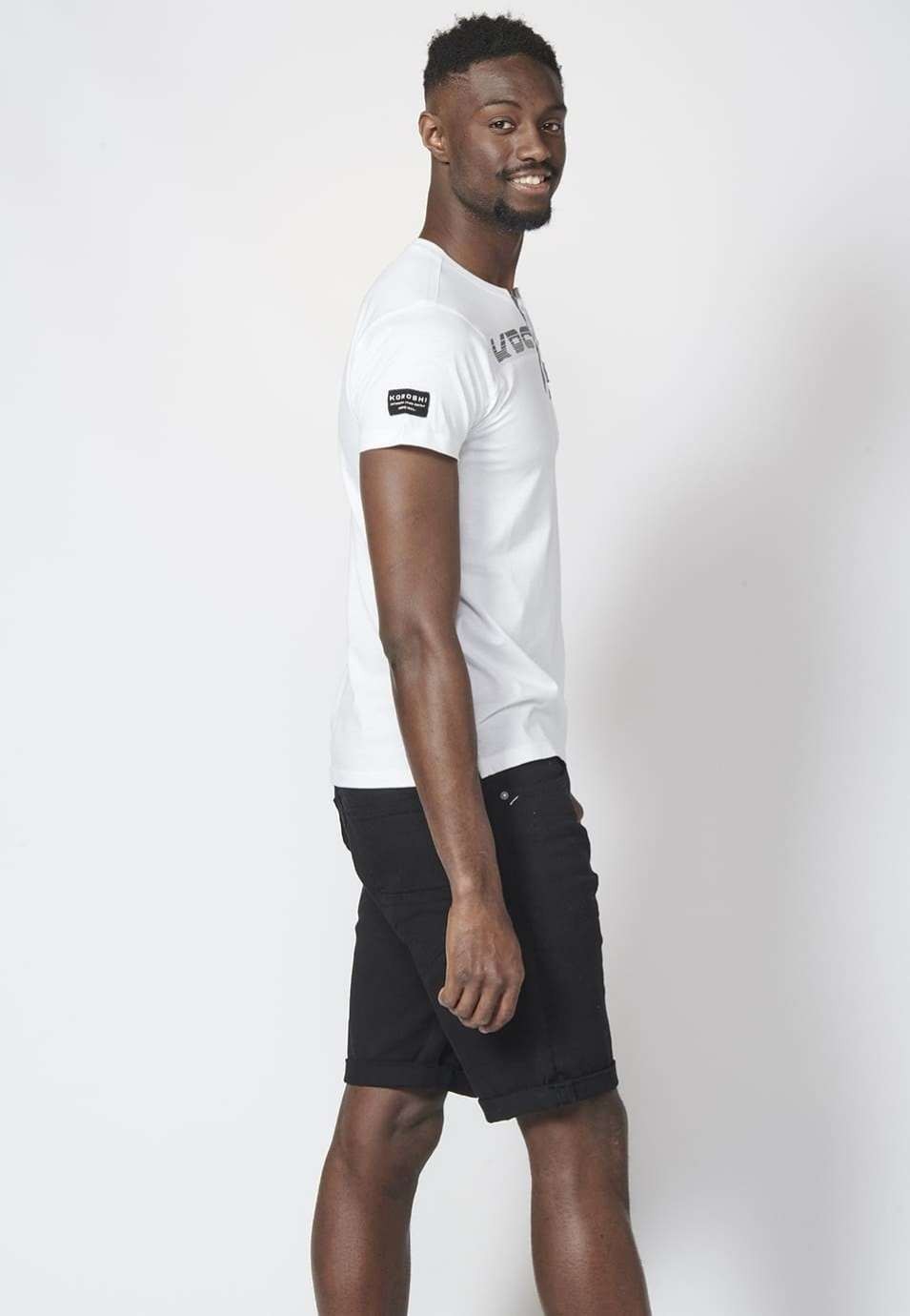 Camiseta manga corta con abertura, tapeta y botones 100% algodón para Hombre 2