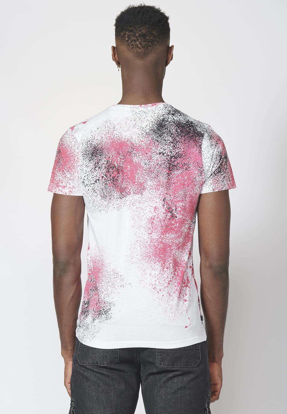 Camiseta manga corta con estampado con salpicaduras y logo lateral 100% algodón para Hombre 6