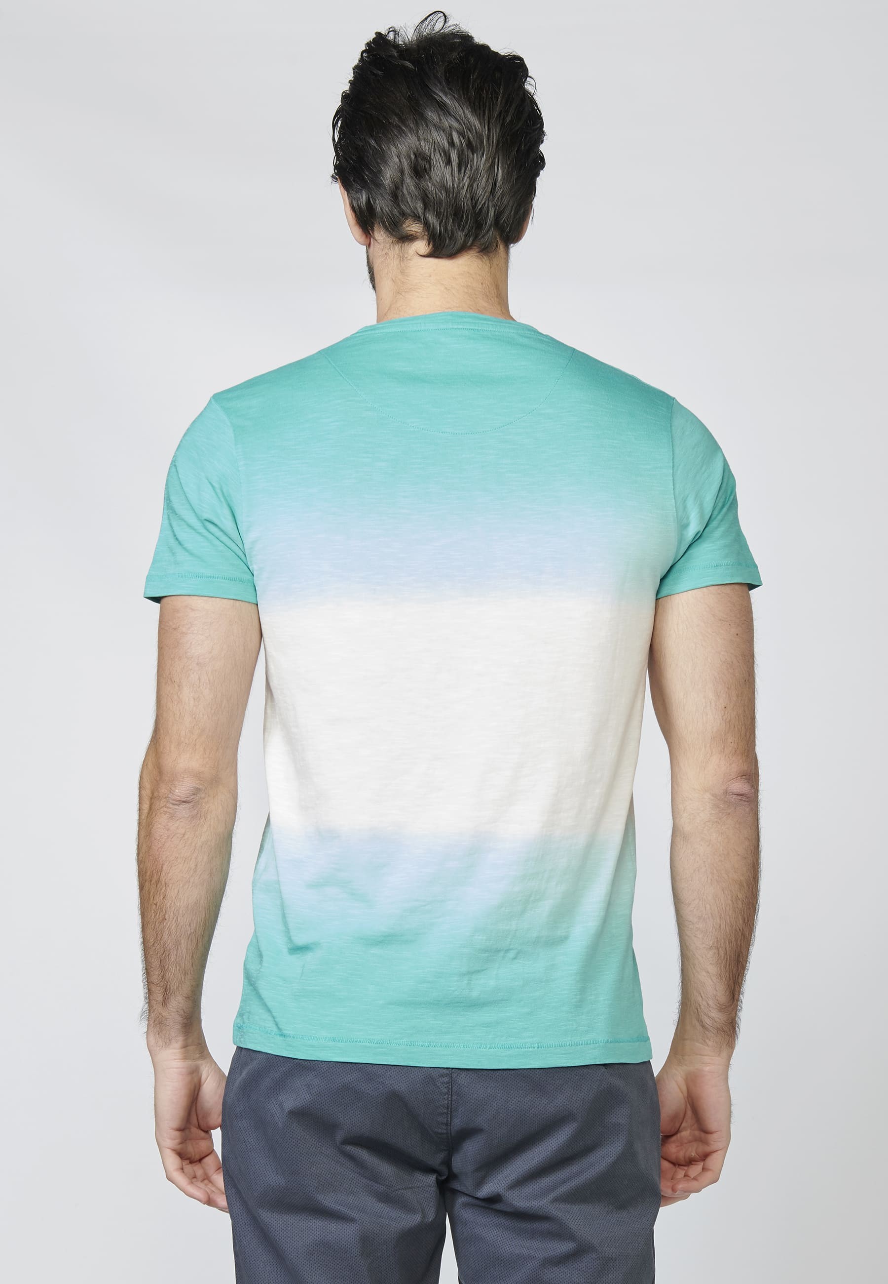 Camiseta manga corta con estampado en pecho y efecto dip dye 100% Algodón para Hombre 3