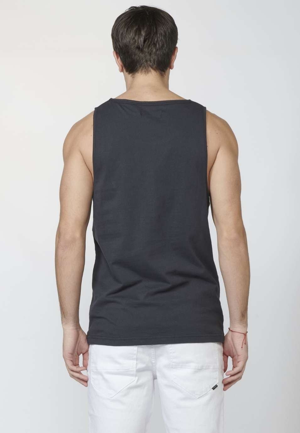Koroshi Camiseta sin Mangas de Tirantes con Estampado Surfero Delantero de Algodón para Hombre 