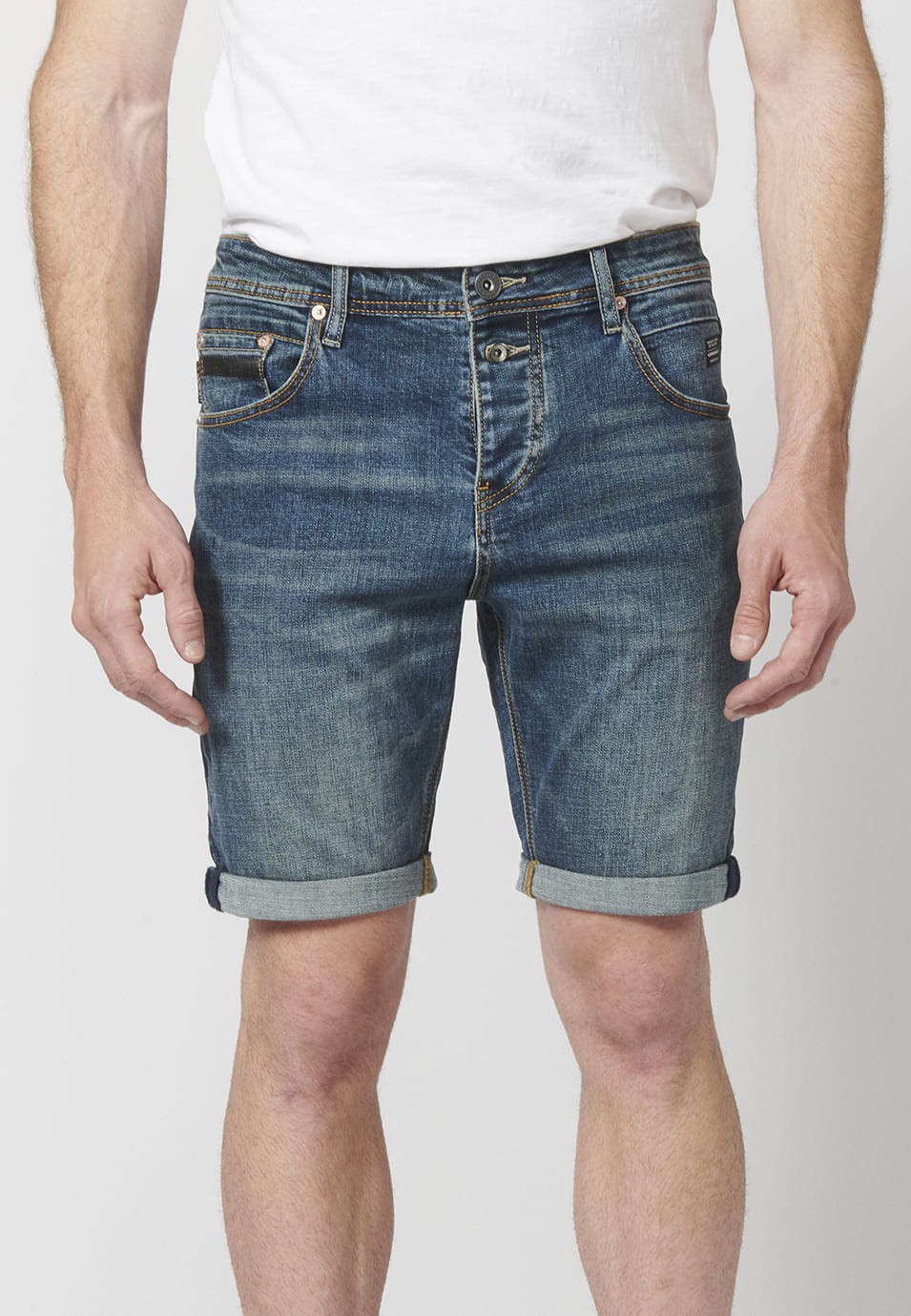 Tapered fit denim shorts 5