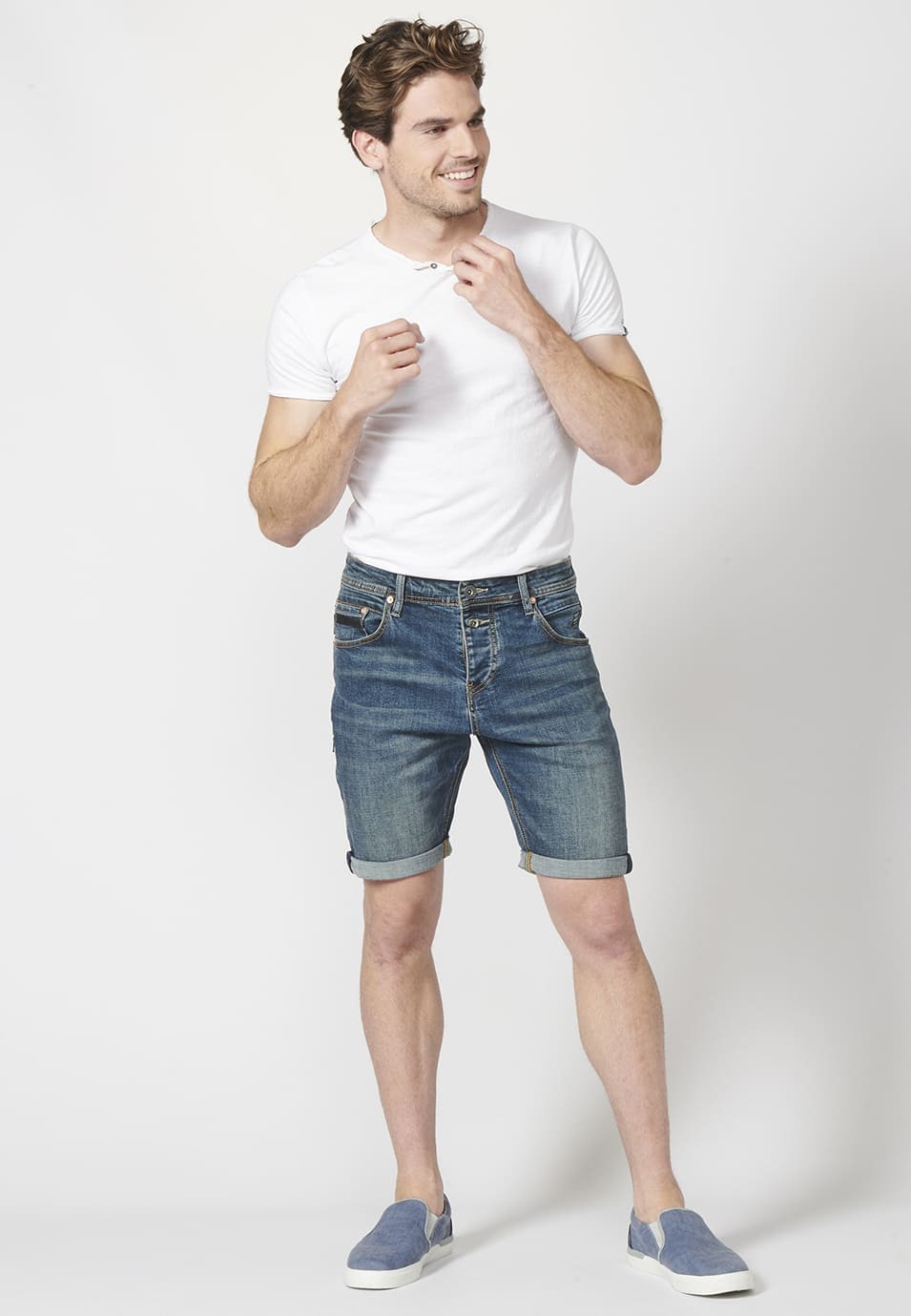 Tapered fit denim shorts 4