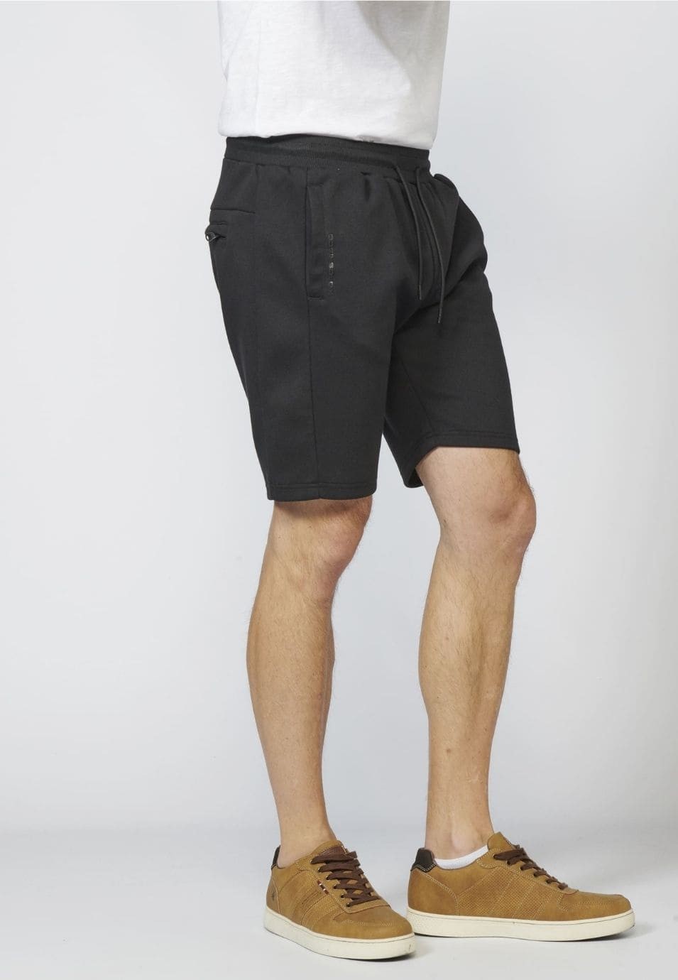 Pantalón Corto Jogger Piqué con Tres Bolsillos Cintura Elástica Ajustable para Hombre 3