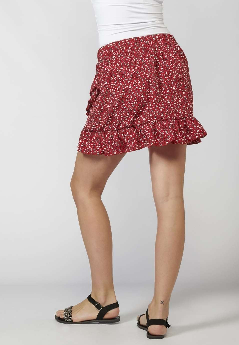 Floral print skirt for Woman Red color 2