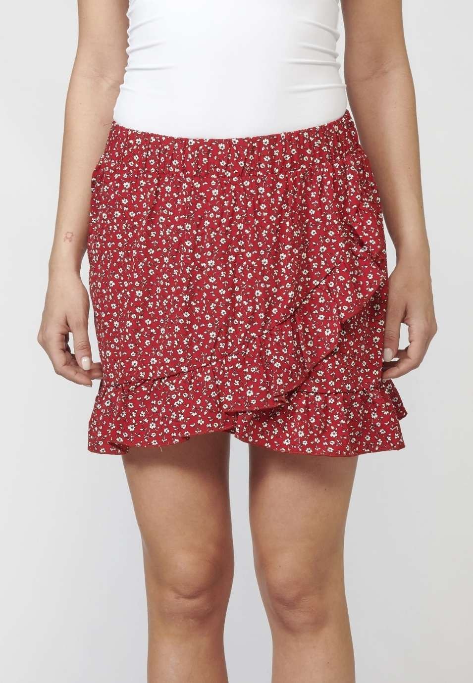 Floral print skirt for Woman Red color 4
