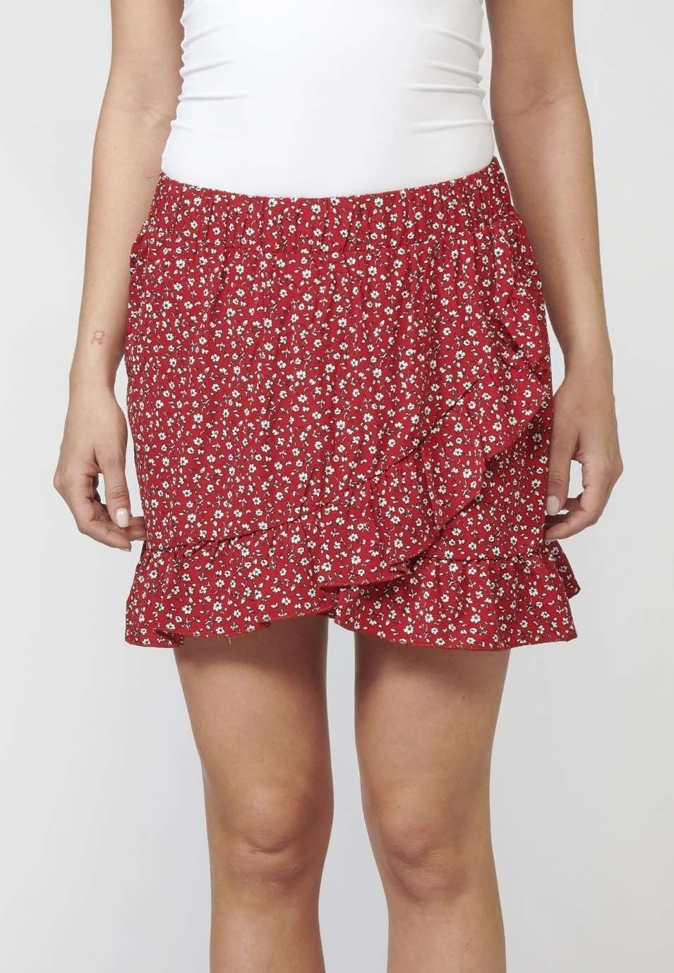 Falda estampado floral para Mujer color Rojo 4