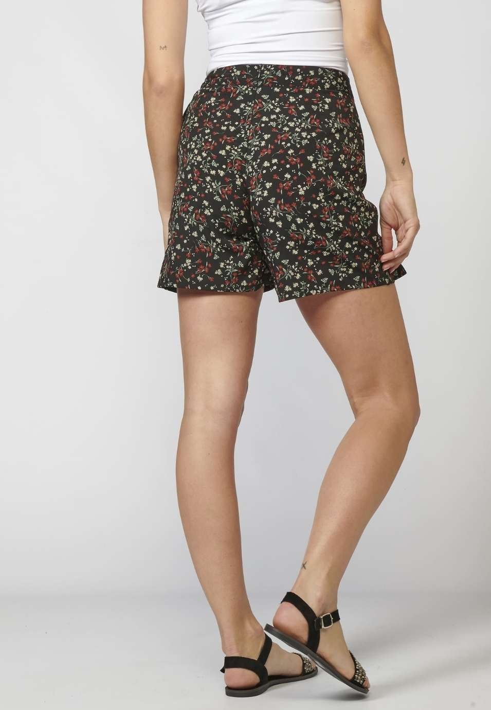Falda pantalón corto, Short, Falda con Estampado Floral para Mujer 4