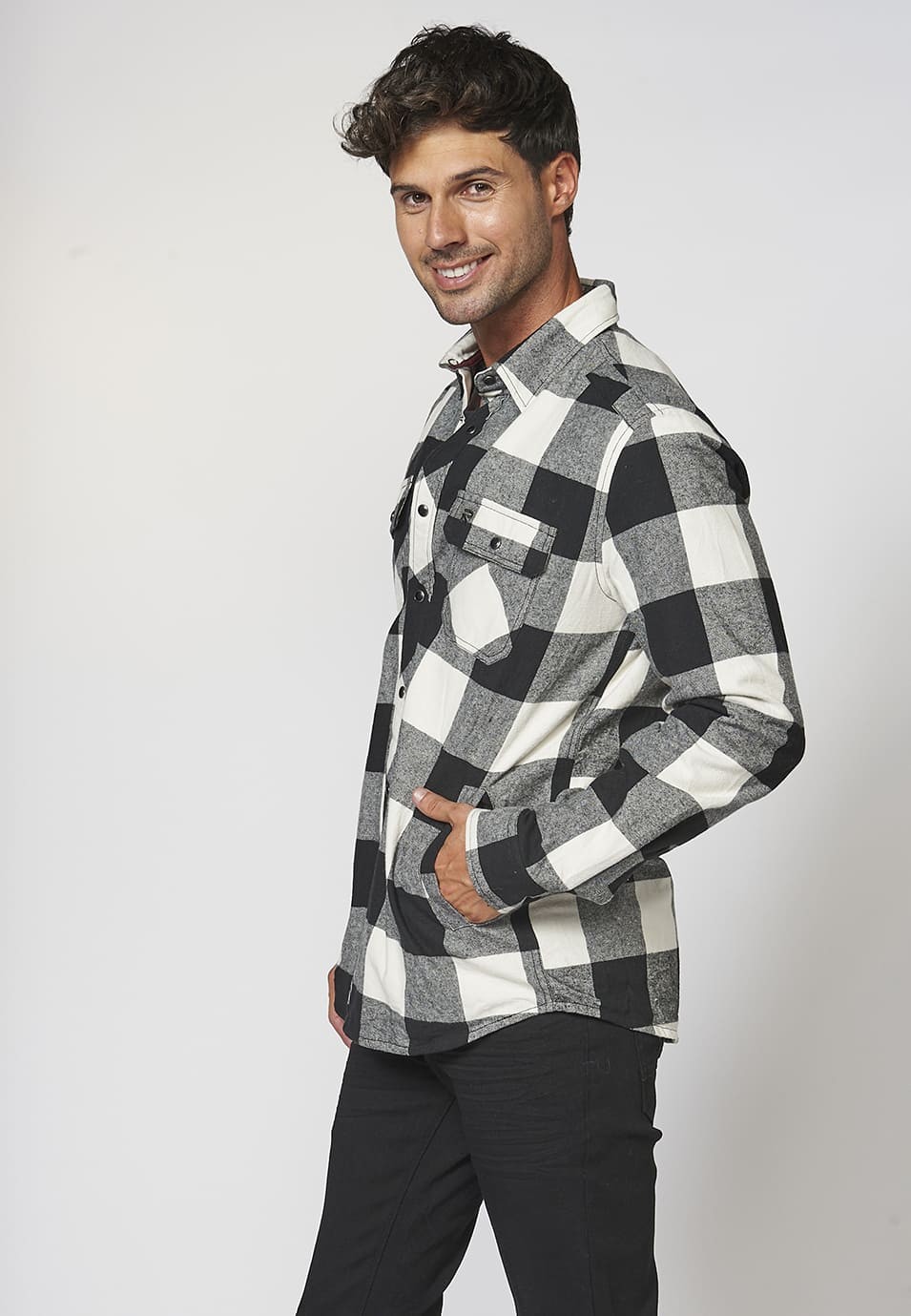 Men's Plaid Long Sleeve Padded Overshirt