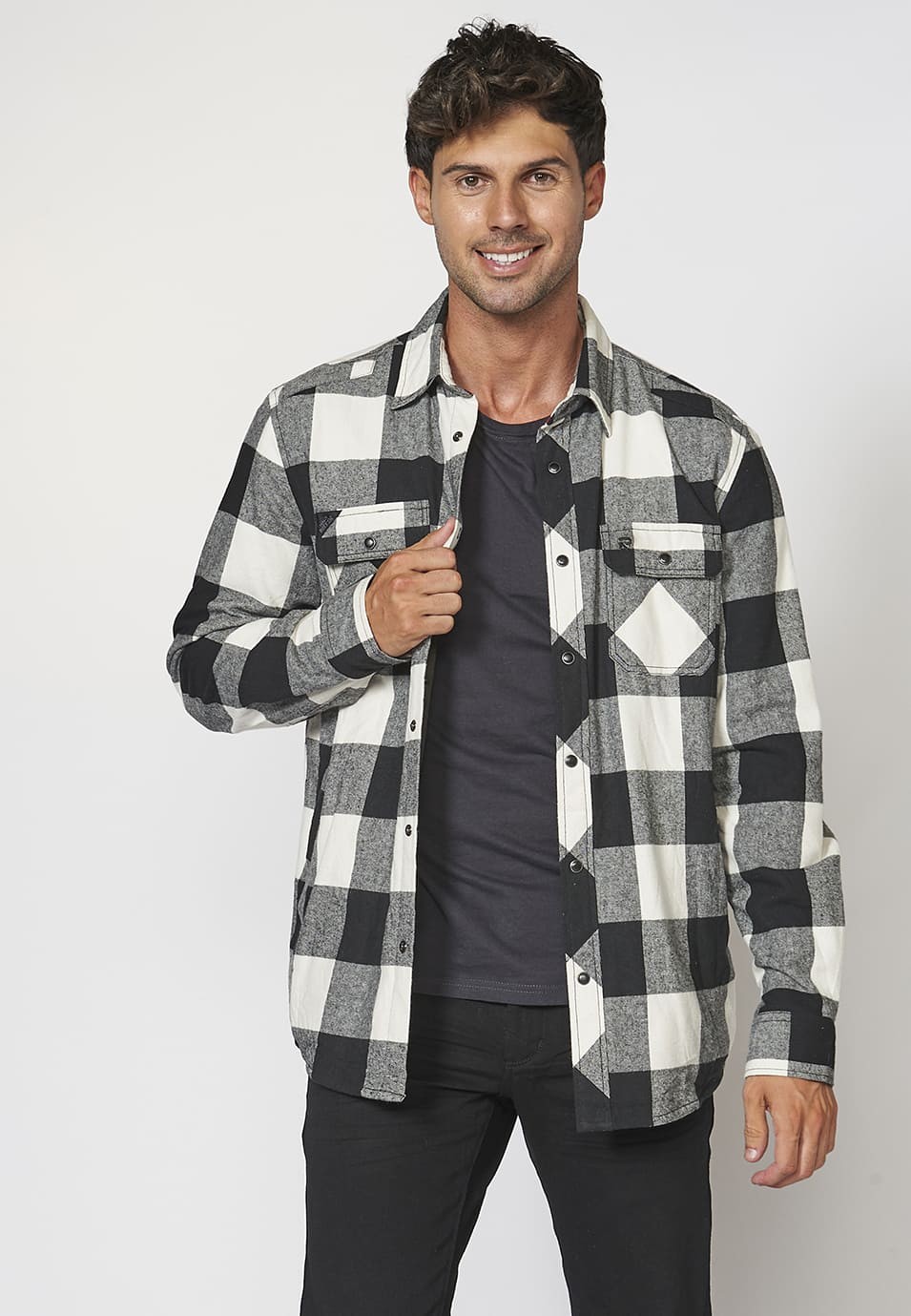 Men's Plaid Long Sleeve Padded Overshirt