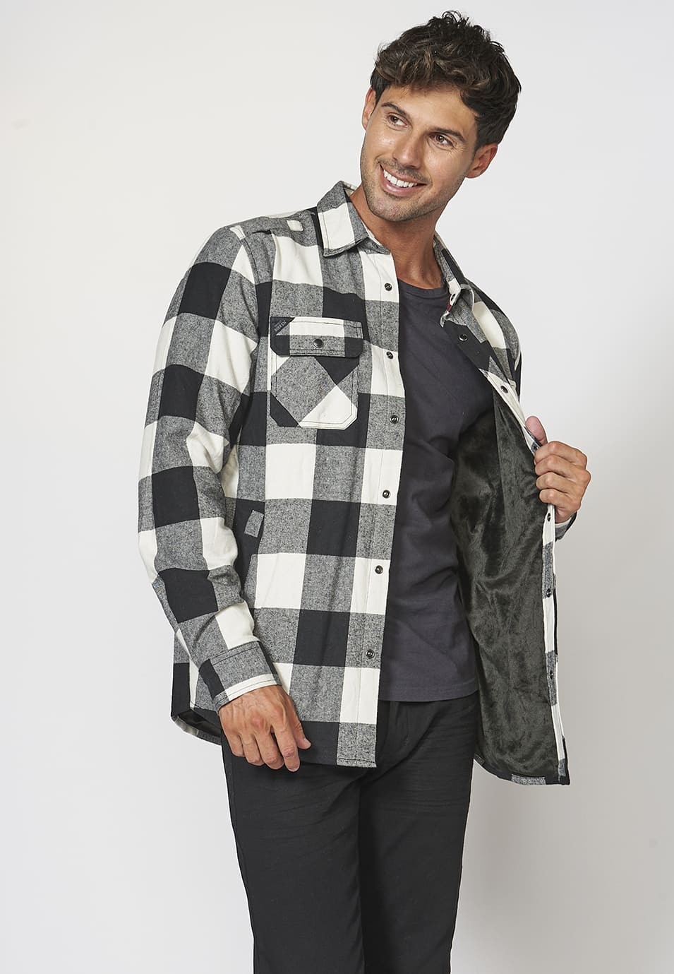 Men's Plaid Long Sleeve Padded Overshirt