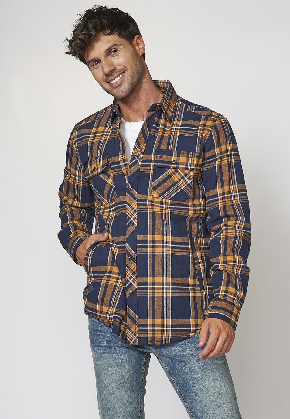 Sobrecamisa acolchada de manga larga a Cuadros para Hombre