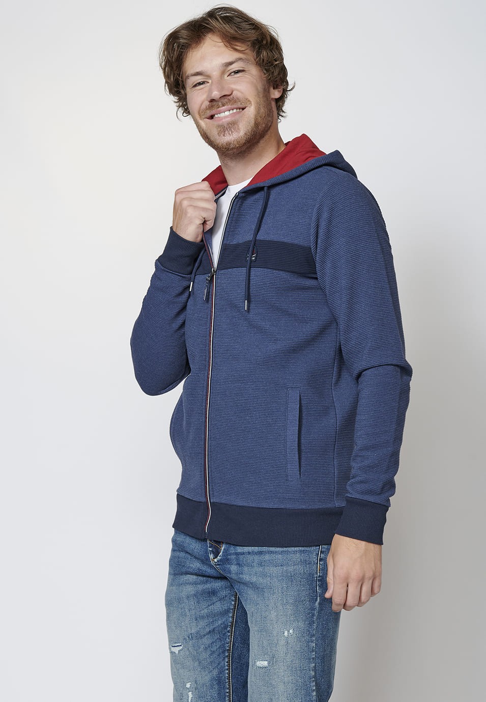 Chaqueta sudadera de manga larga con capucha para hombre