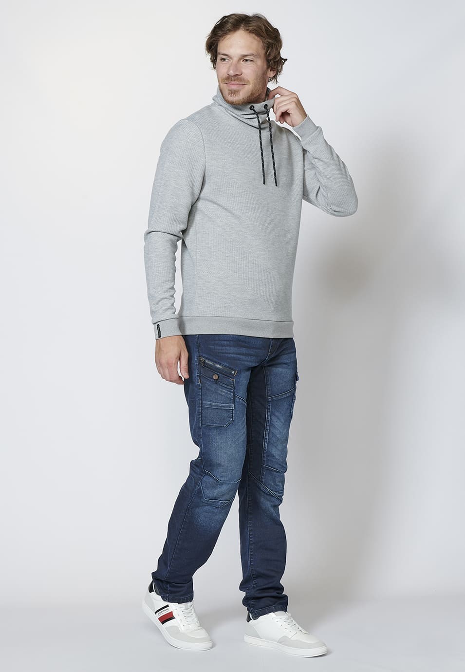 Sudadera manga larga de cuello Alto ajustable para Hombre