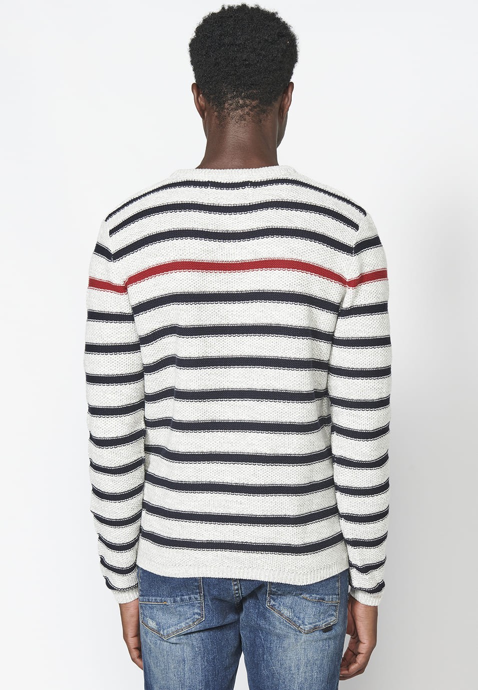 Men's Striped Cotton Long Sleeve Sweater