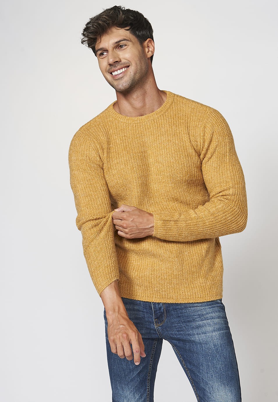 Jersey de manga larga con cuello redondo y texturizado para Hombre