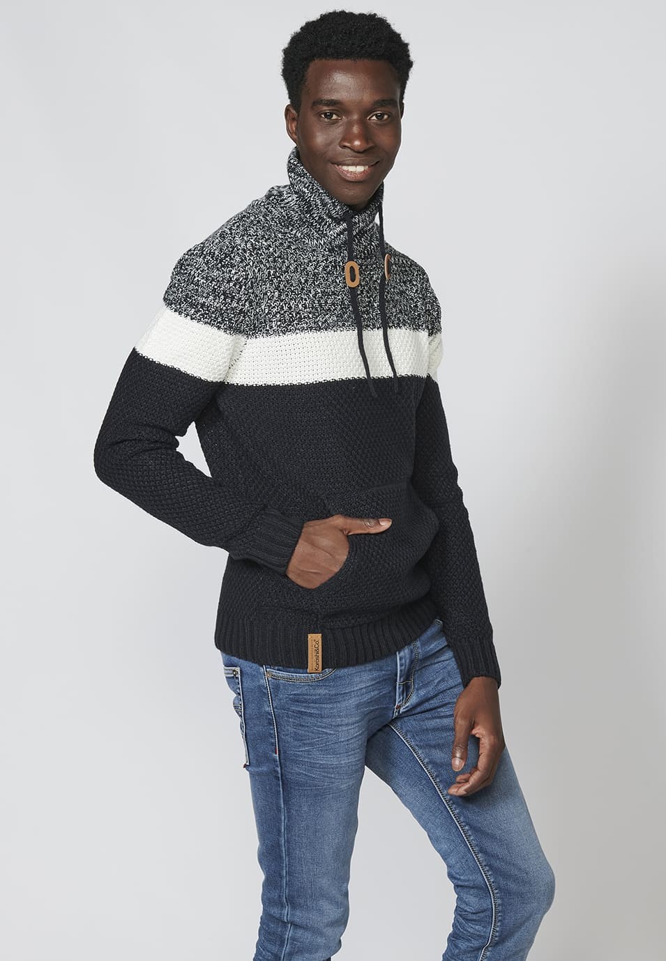 Men's Adjustable Turtleneck Long Sleeve acrylic Sweater