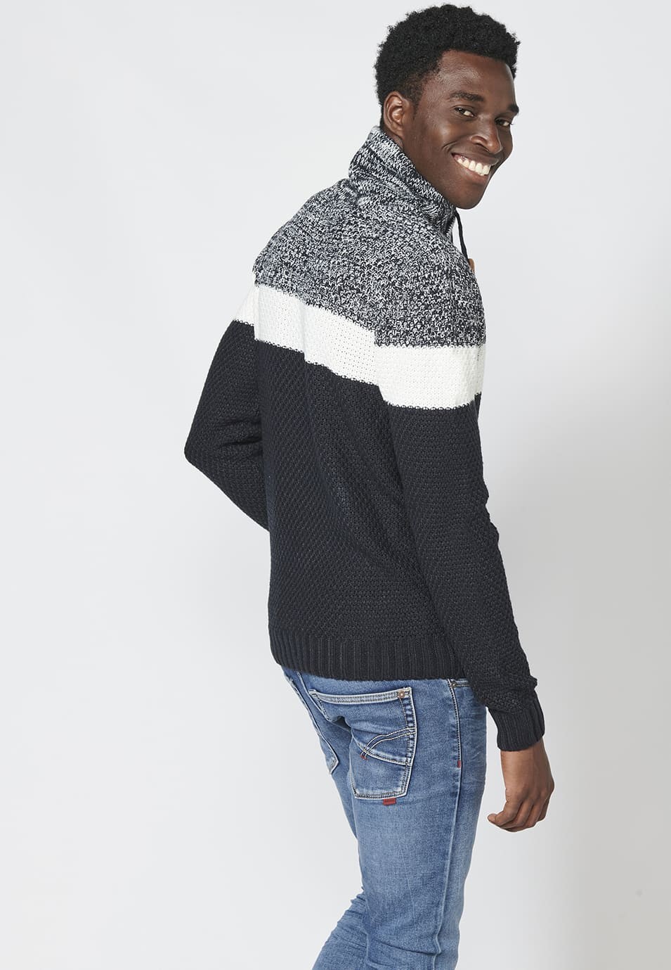 Men's Adjustable Turtleneck Long Sleeve acrylic Sweater