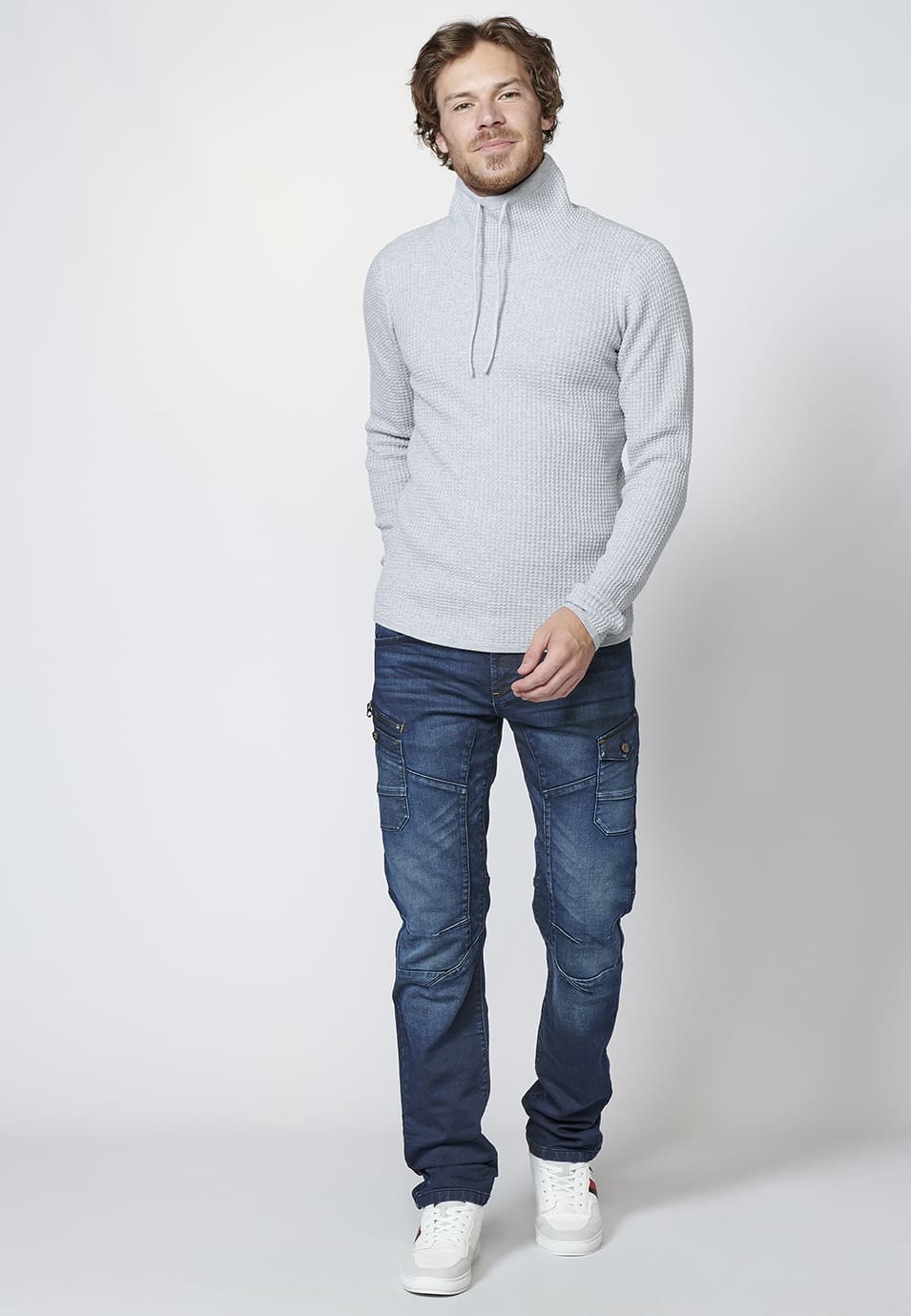 Men's High Neck Long Sleeve Cotton Sweater
