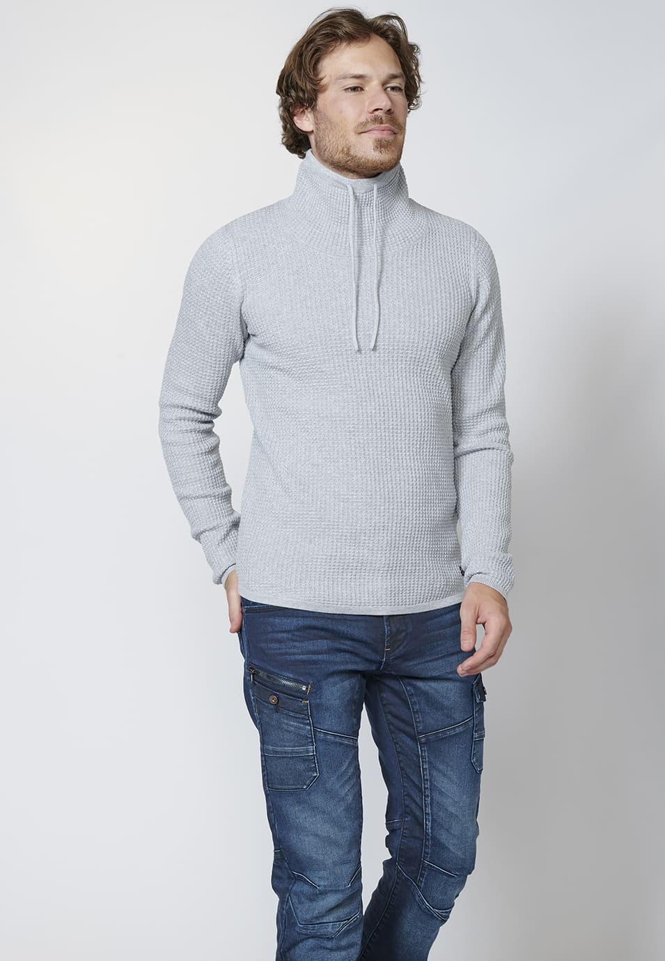 Men's High Neck Long Sleeve Cotton Sweater
