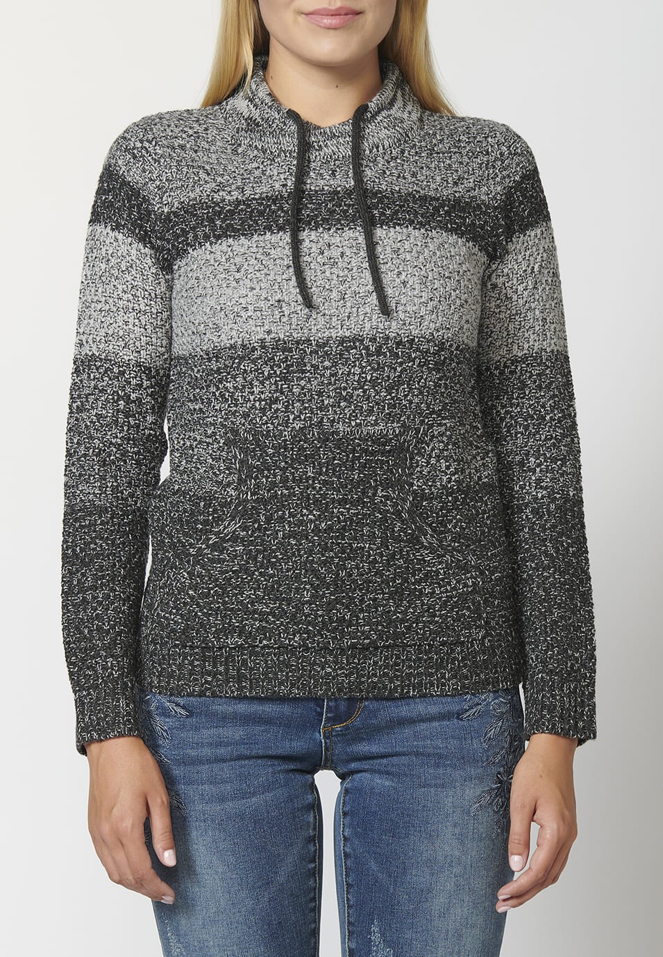 Pull en tricot à col rond ajustable pour femmes