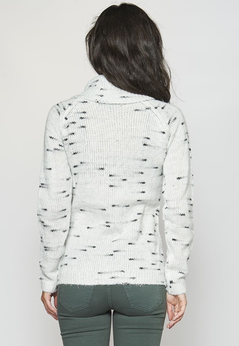 Jersei de màniga llarga amb coll tornat obert amb cremallera per a Dona