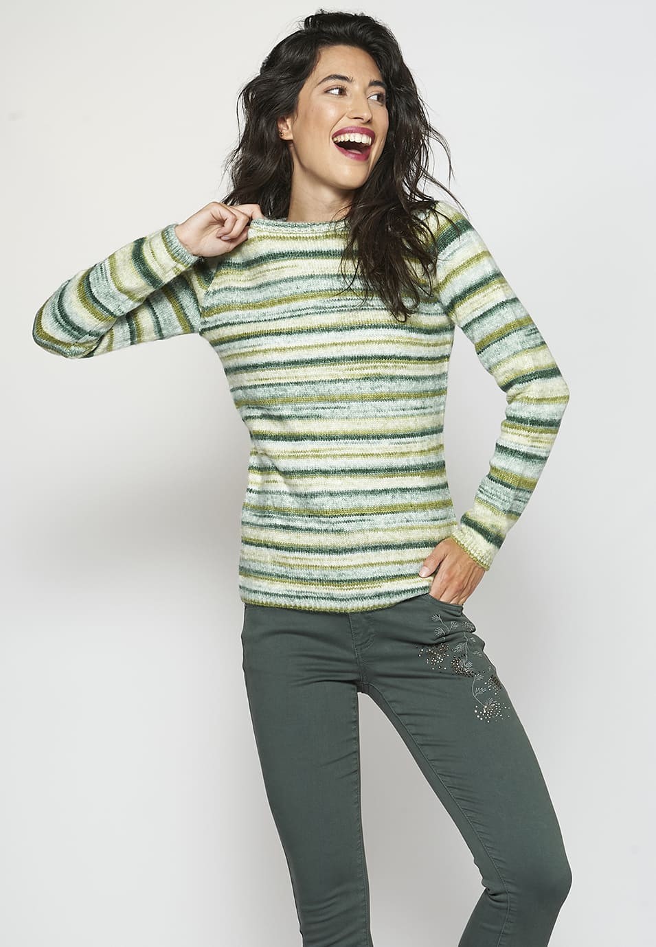 Pull en maille à col rond pour femme