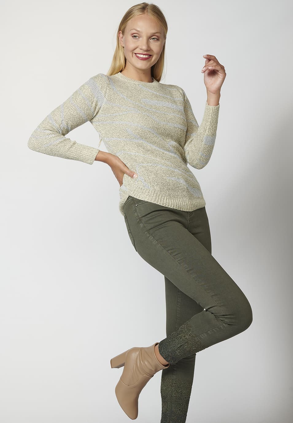 Pull en maille à col rond pour femme