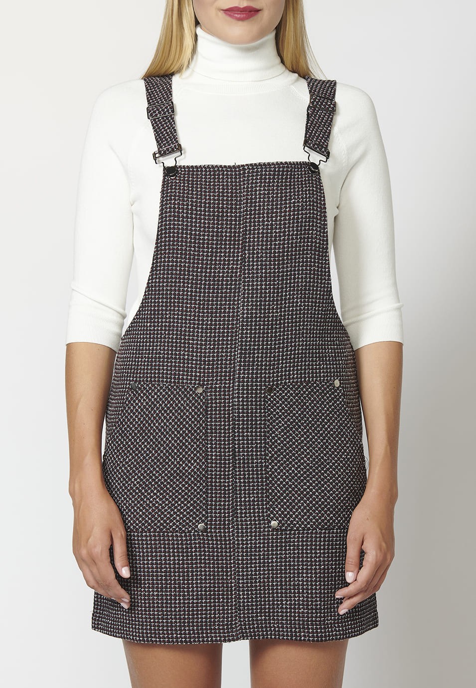 Vestido Pichi de tirantes ajustables con Estampado Tweed para Mujer