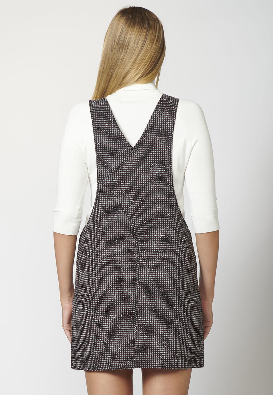 Vestido Pichi de tirantes ajustables con Estampado Tweed para Mujer