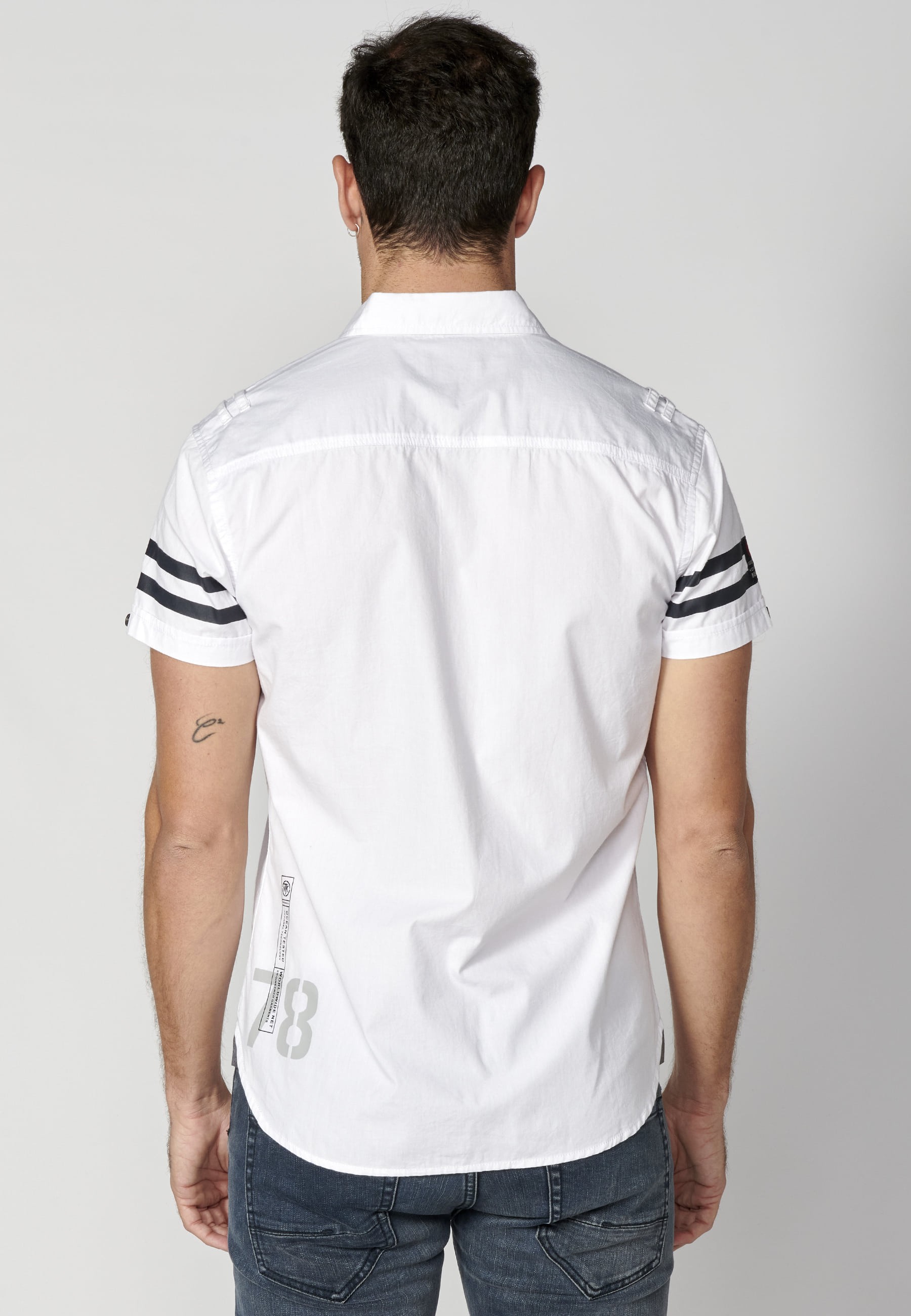 White cotton short-sleeved shirt for Men 8