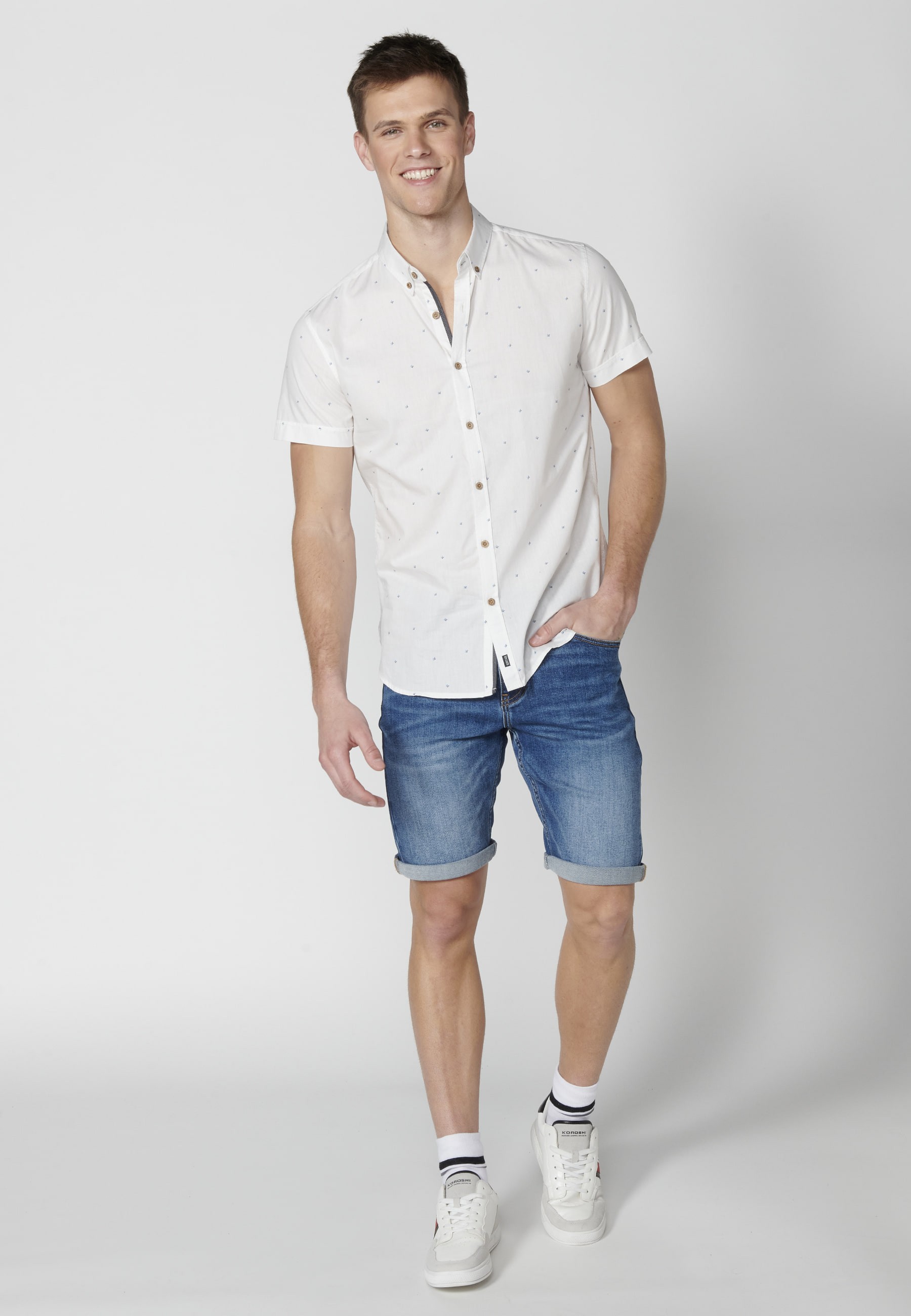 Camisa manga corta de algodón color Blanco para Hombre 1