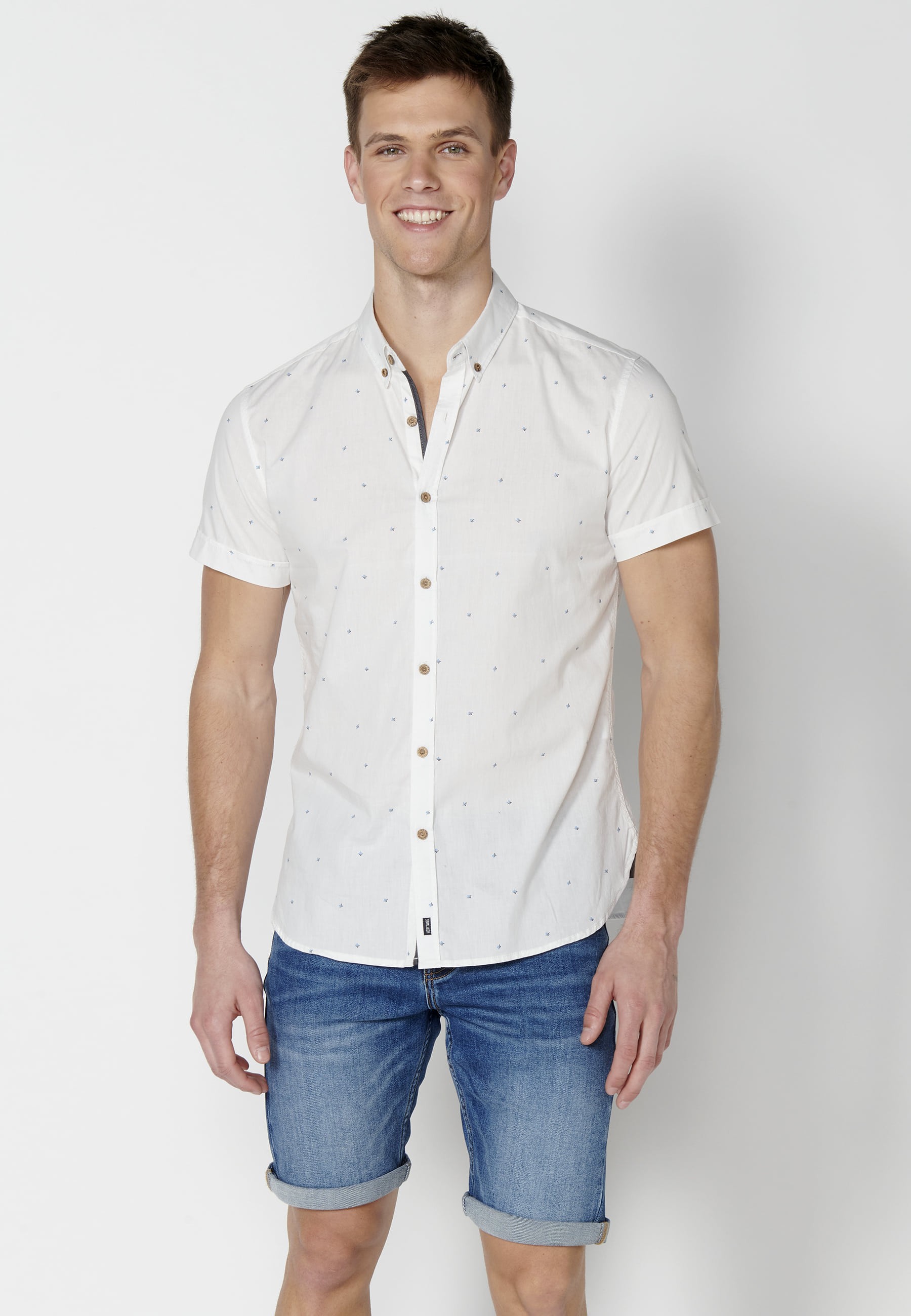 Camisa manga corta de algodón color Blanco para Hombre 3