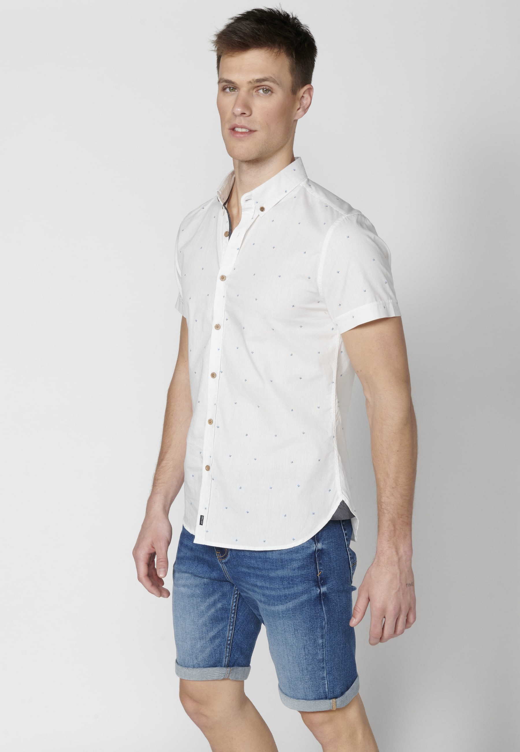 Camisa manga corta de algodón color Blanco para Hombre 4
