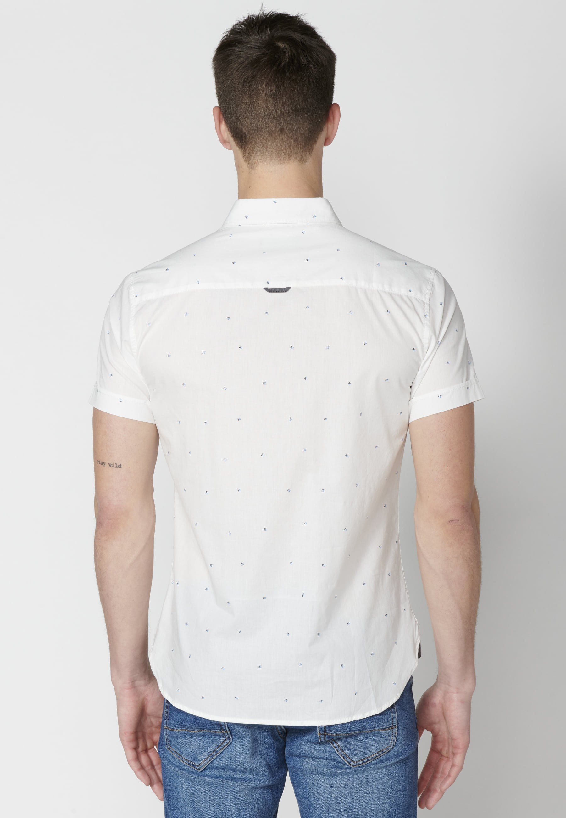 Camisa manga corta de algodón color Blanco para Hombre 5