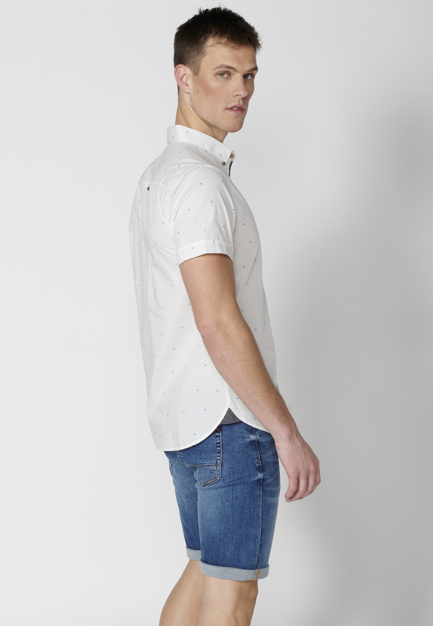 Camisa manga corta de algodón color Blanco para Hombre 6