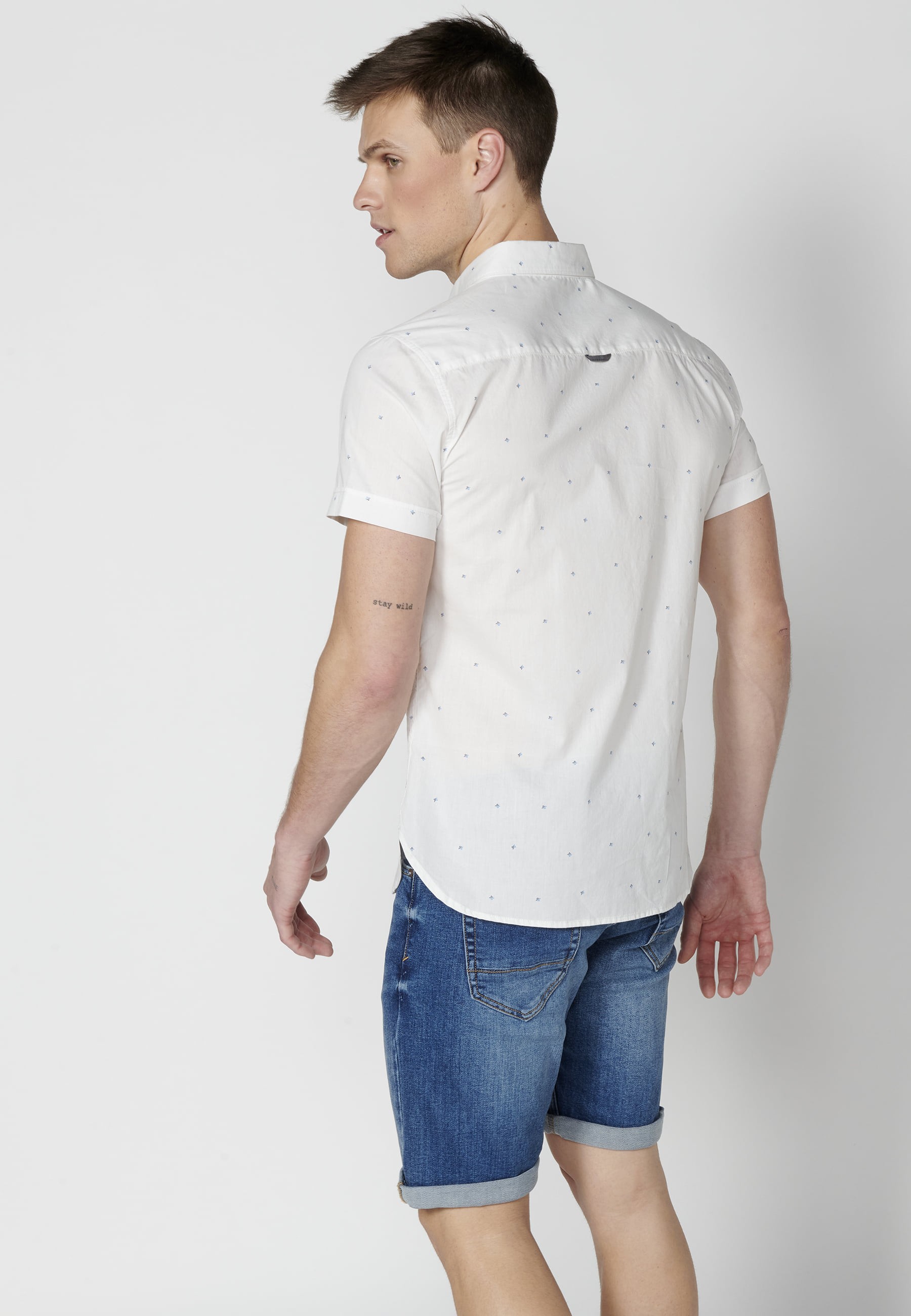 Camisa manga corta de algodón color Blanco para Hombre 8