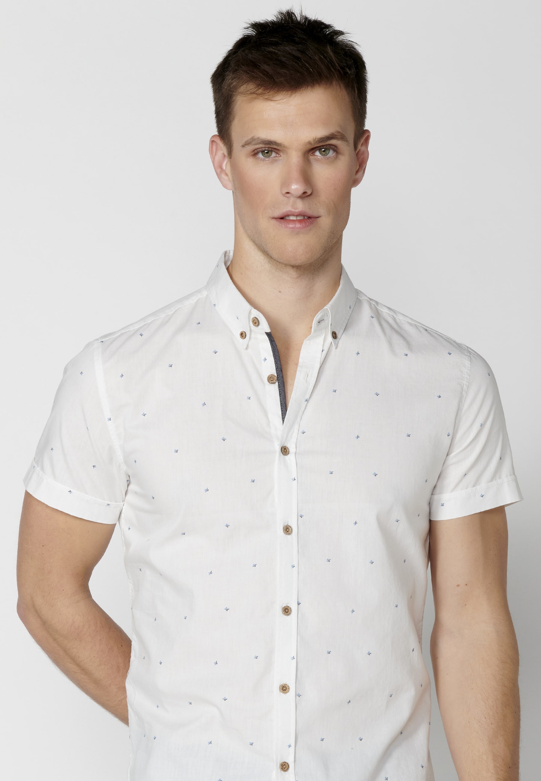 Camisa manga corta de algodón color Blanco para Hombre 7