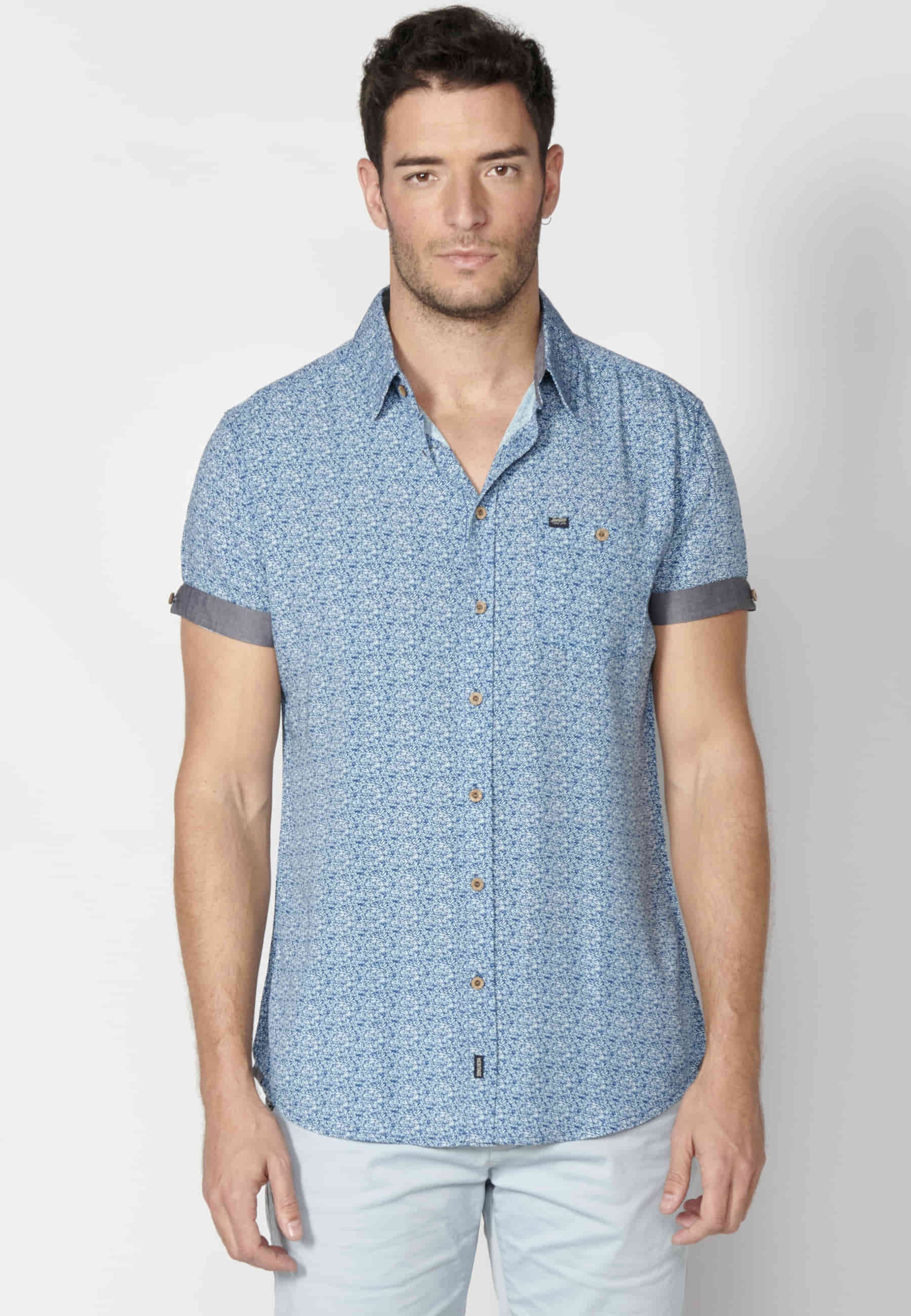 Camisa de manga corta de algodón color Azul para Hombre