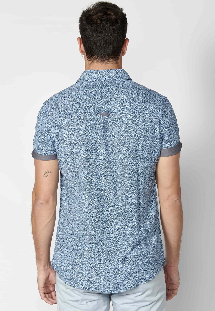 Camisa de manga corta de algodón color Azul para Hombre 6