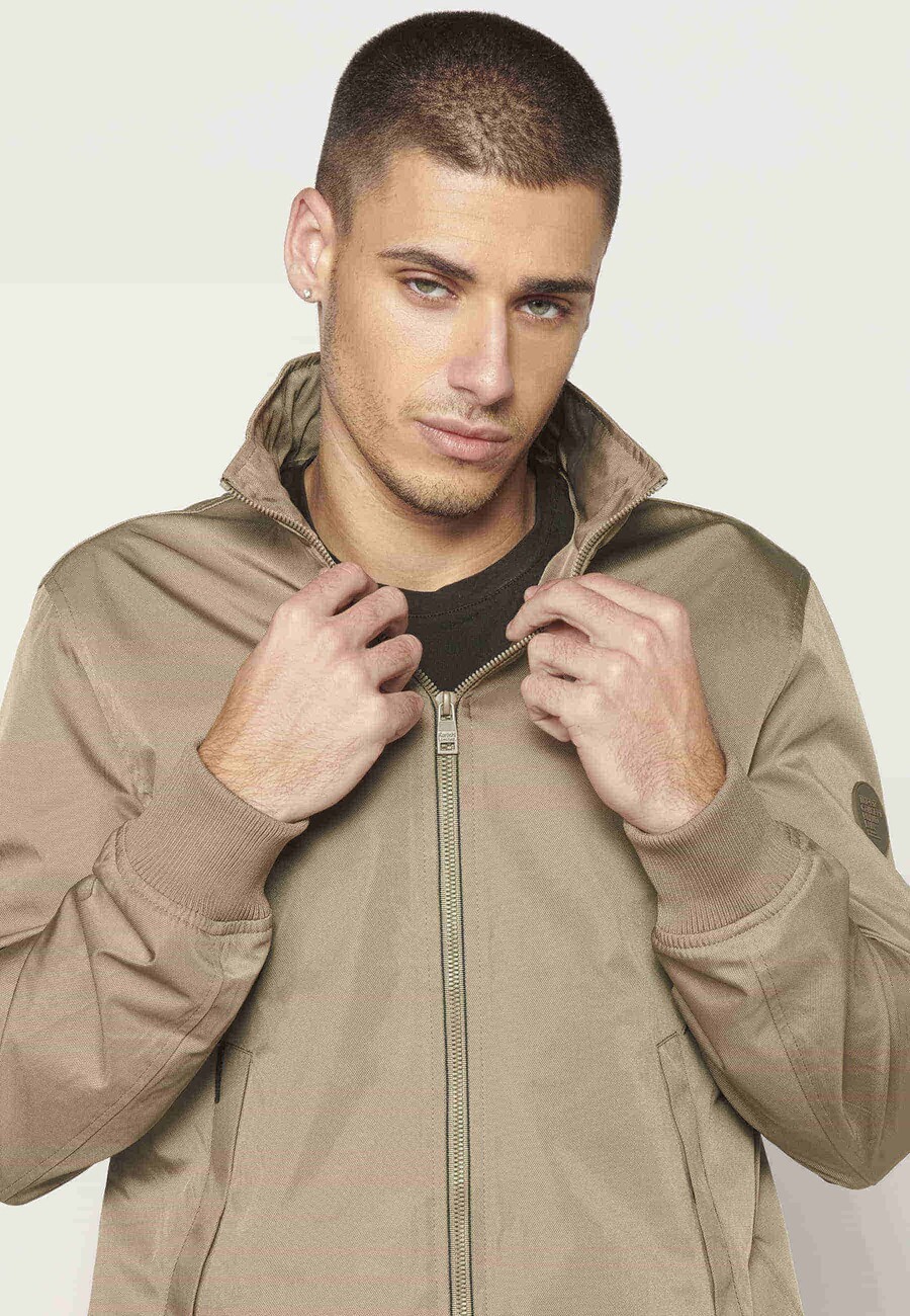 Beige ribbed jacket for Men 11