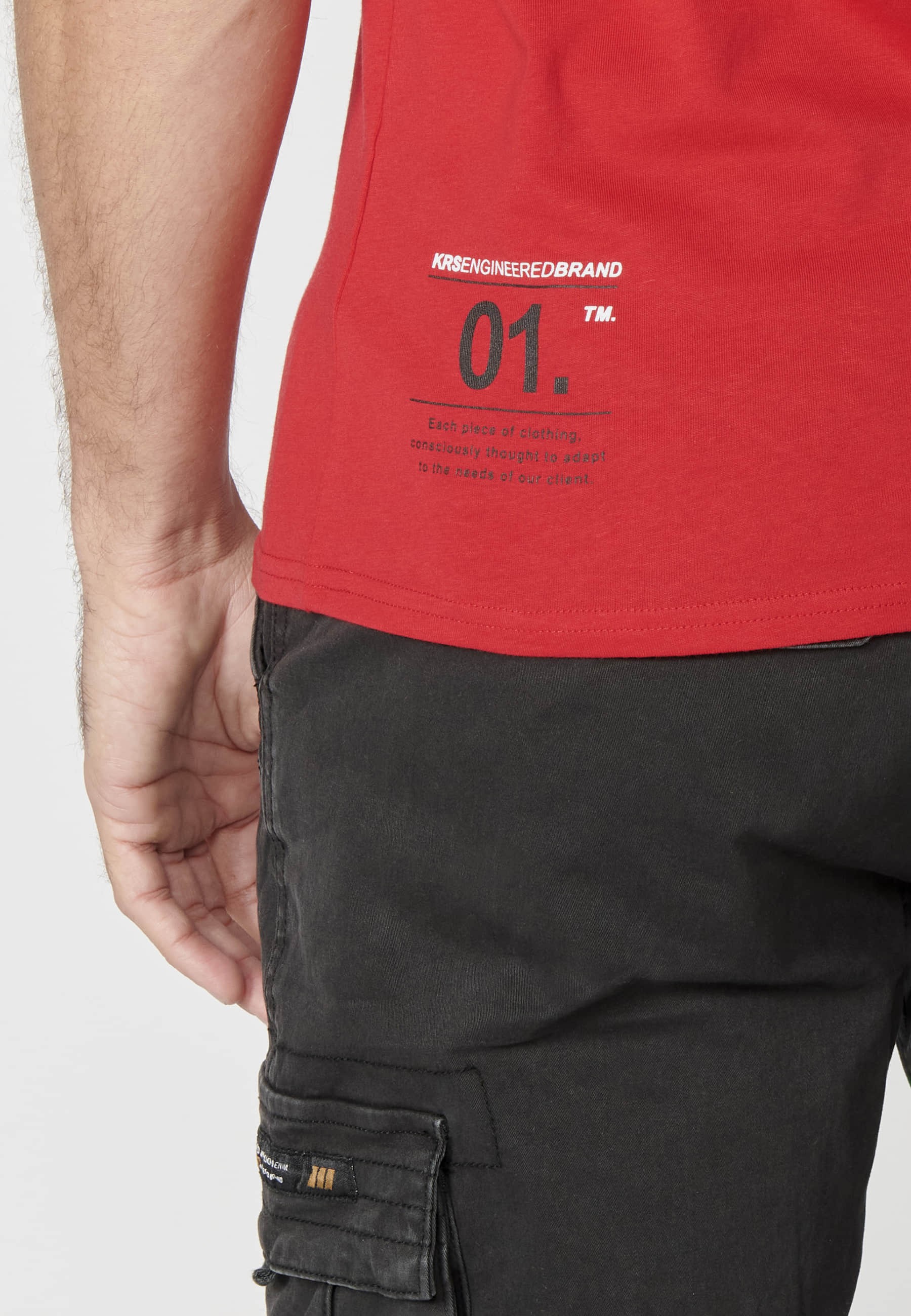 Camiseta manga corta de Algodón estampado delantero color Rojo para Hombre