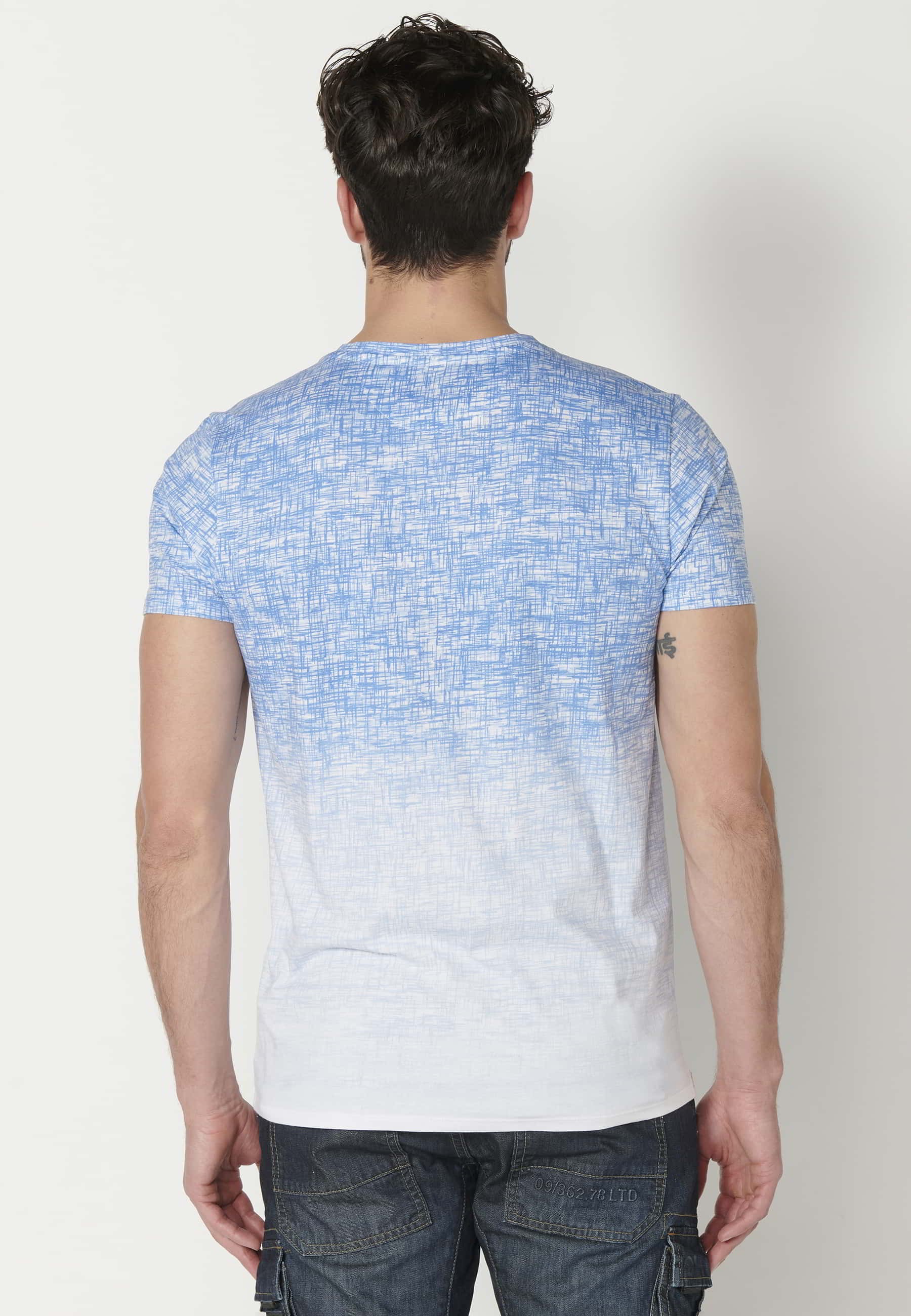 Blue short-sleeved cotton T-shirt for Men 6