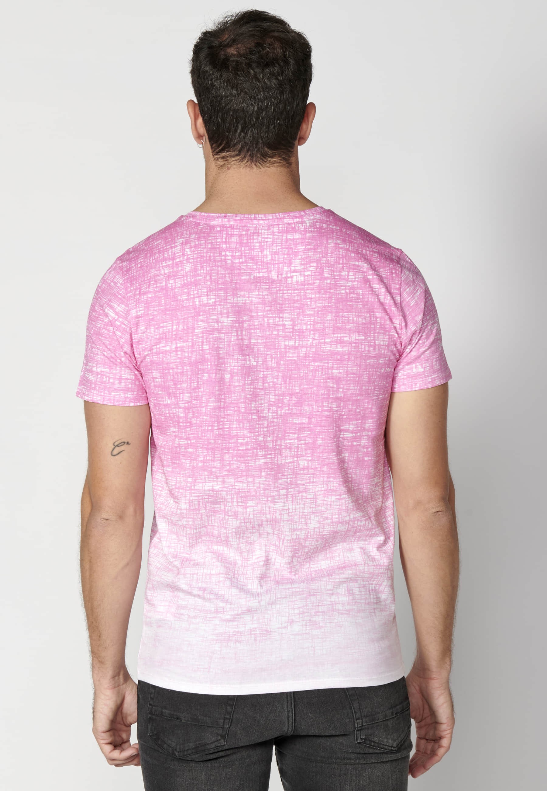 T-shirt rose à manches courtes en coton pour Homme