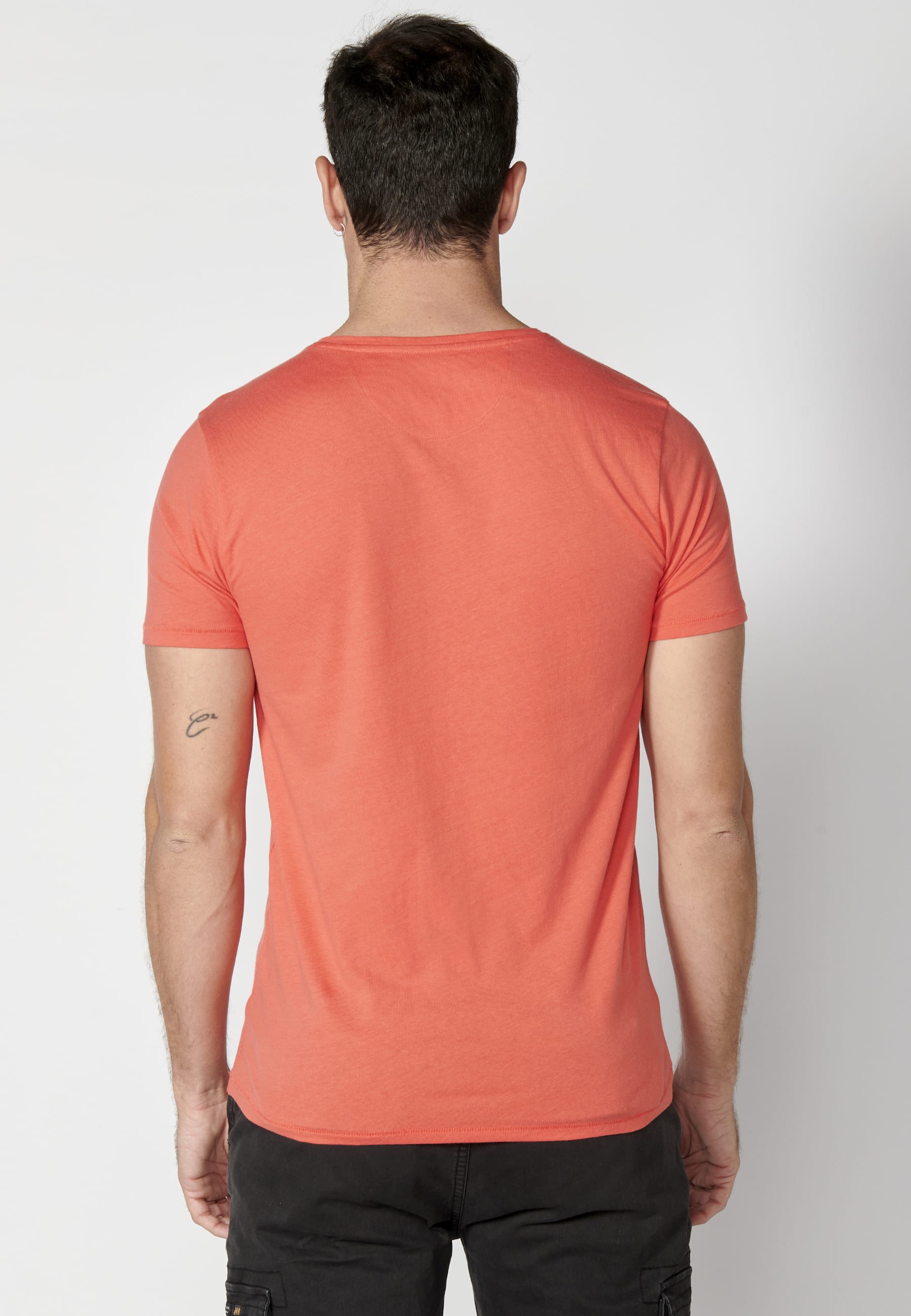 Camiseta manga corta de Algodón con estampado delantero color Rosa para Hombre