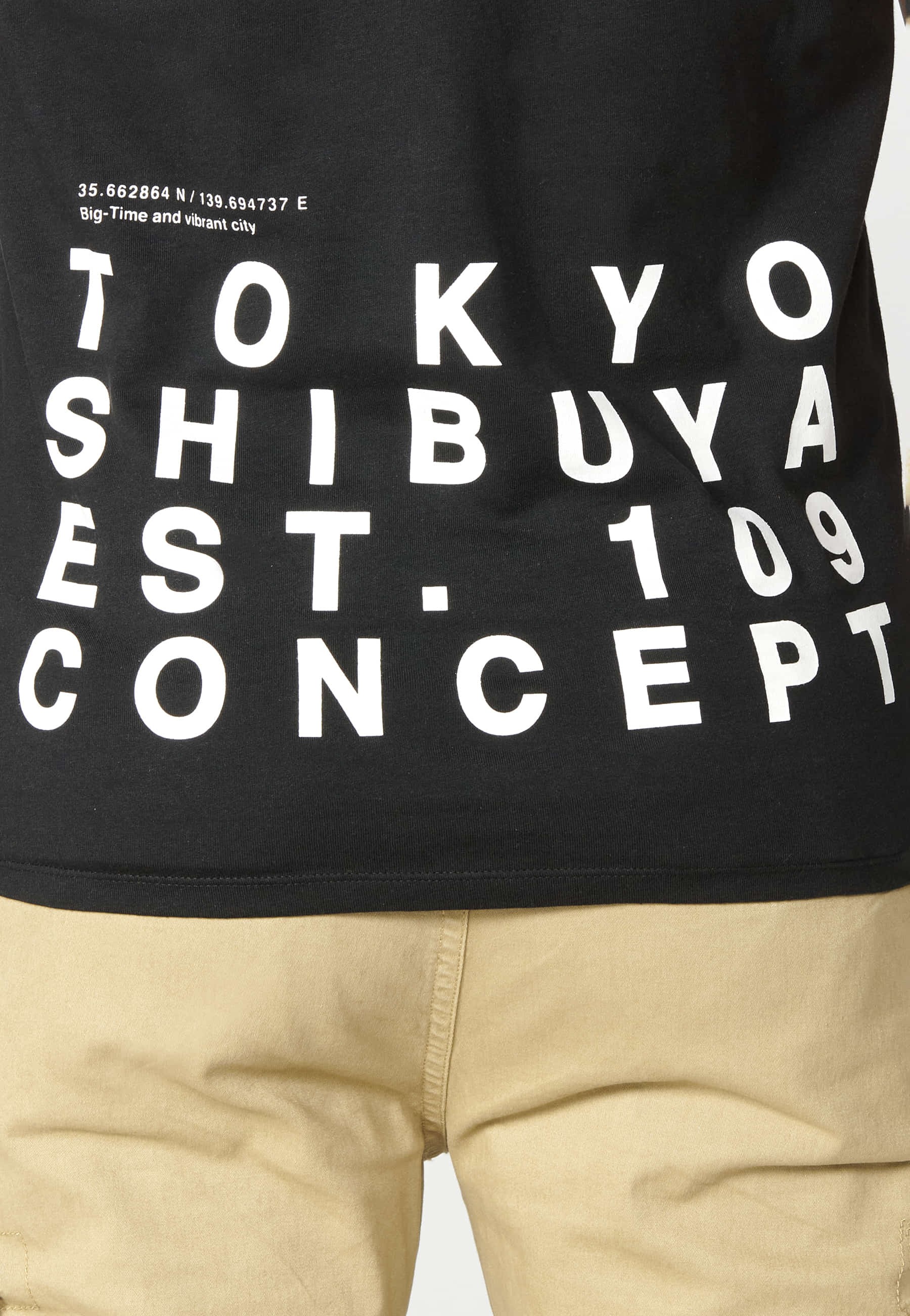 Camiseta manga corta de algodón color Negro para Hombre