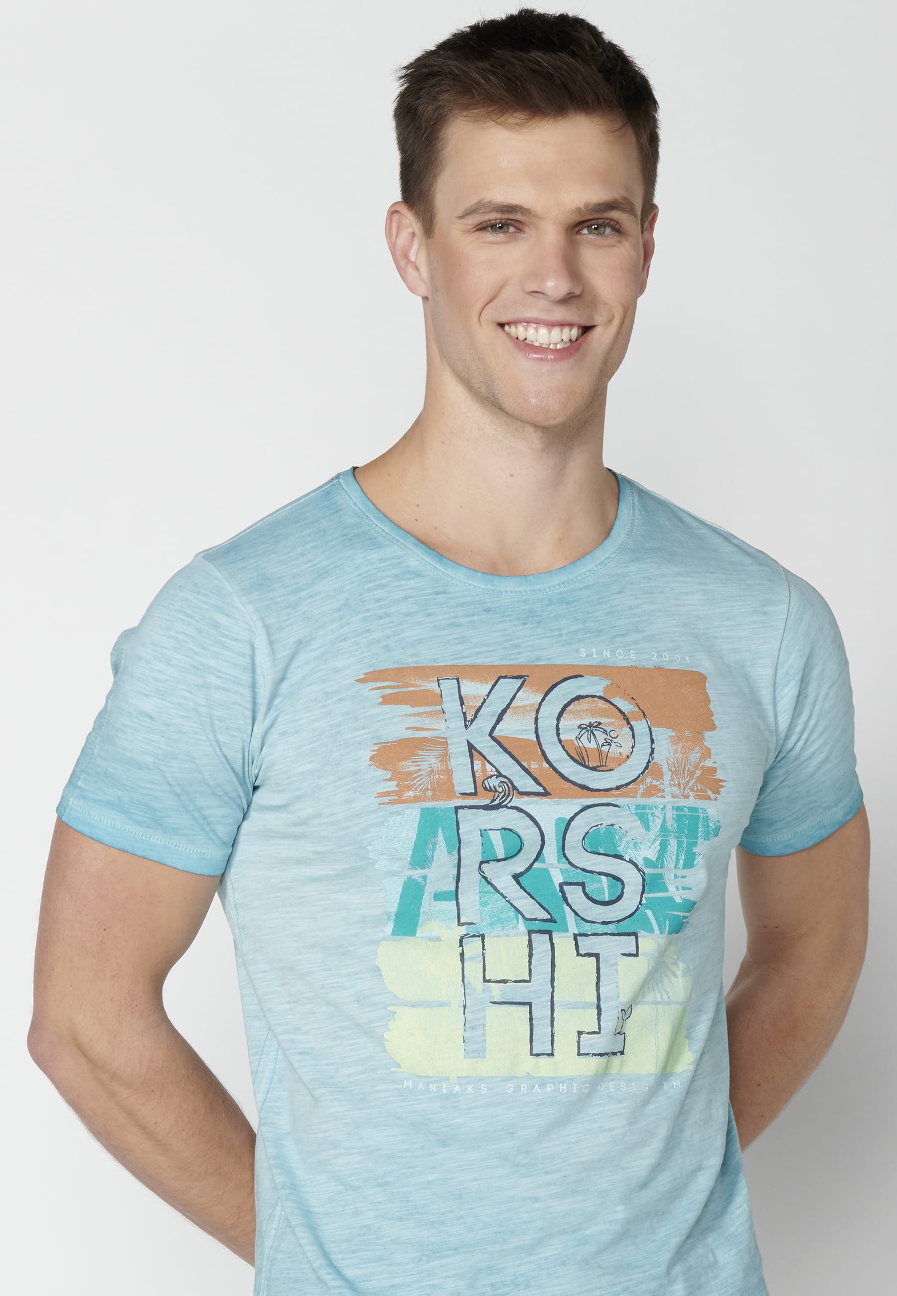 T-shirt à manches courtes en coton couleur menthe pour hommes